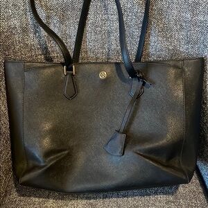 Tory Burch Black Leather Tote Bag